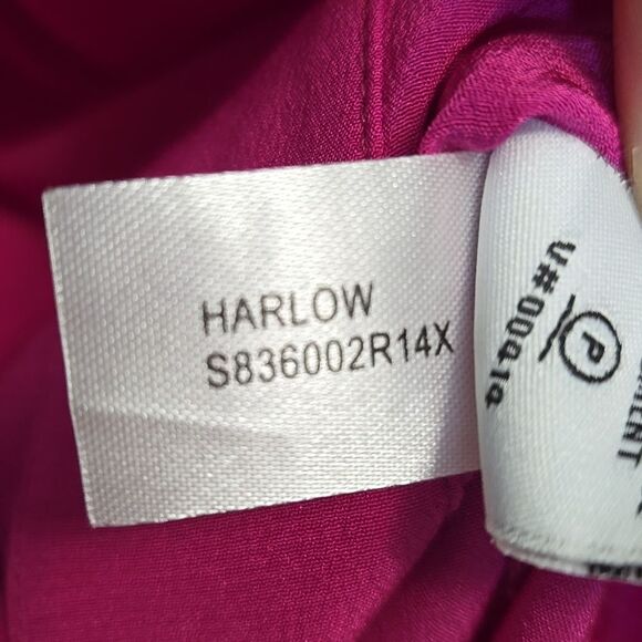 Diane Von Furstenburg Harlow Silk Blouse Top Size 12 Pink Roll Tab Button Down - Picture 8 of 16